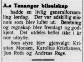 1932.03.14 - Aftenbladet - Generalforsamling Tananger bilselskap - Karolius Kristiansen i styret